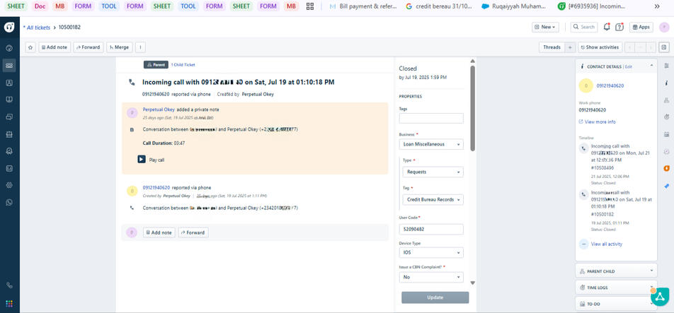 IN-BOUND CALL INTERFACE