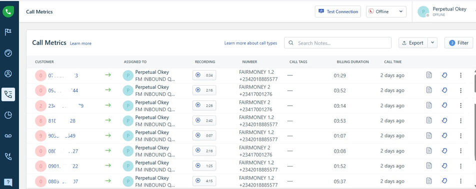 IN-BOUND ANSWERED CALLS